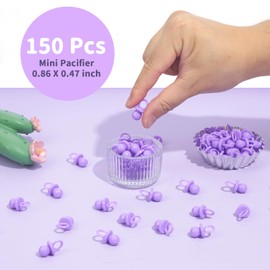 Baby Shower Pacifiers, 150 Mini Pacifiers for Baby Shower, Cute Plastic Pacifiers for Baby Shower Game, Decoration DIY, Gender Reveal Party Table Scatter/Baby Shower Party Favors (Purple)