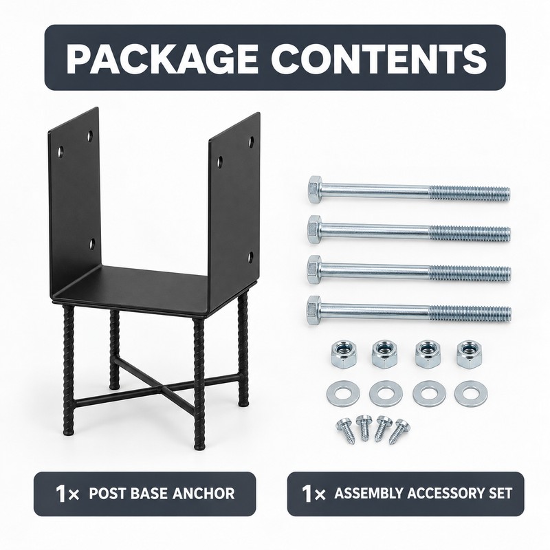 U-Shaped Wet Concrete Post Base Anchor for 7.5 x 7.5