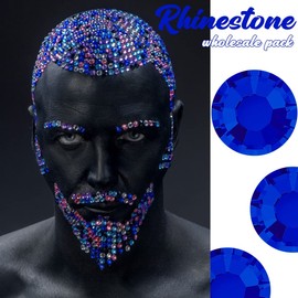 2880pcs Royal Blue Nail Rhinestones SS10 2.8mm bulk Sapphire Blue Nail Art Round Flatback K9 Glass Gems Beads Stones Diamonds Glitter Nail Charms Nail Jewels Gluefix for Nails Eye Makeup Clothes Shoes