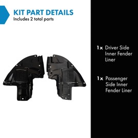 TRQ TRQ Inner Fender Liner Set Compatible with 2010-2015 Mazda CX-9 MA1250114 MA1251114