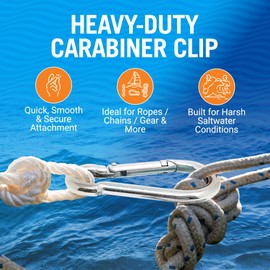 Stainless Steel Carabiner Clip, 4 Pack, 316 Marine Grade, Heavy Duty Spring Snap Hooks, Mini and Large Sizes, 2" to 4" Options, 3.15" Clips
