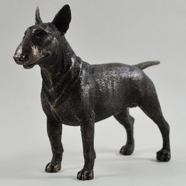 Fiesta Studios Bull Terrier Dog Small Cold Cast Bronze Statue Sculpture Pets Gift Idea H11.5cm