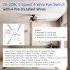 Akahttbn Ceiling Fan Switch ZE-208s E89885 - 3 Speed 4