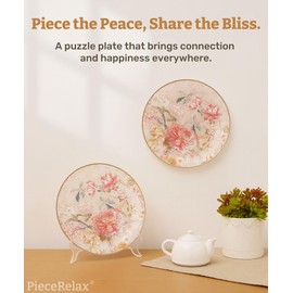 PieceRelax 3D Puzzle Plate 124 Pieces - Peony Blossom Elegance, Decorative Jigsaw for Home & Gift [PL1008]