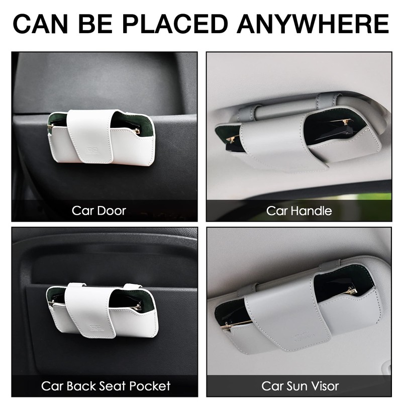 GELVTIC Sunglasses Holder for Car Visor Vegan Leather Glasses Case