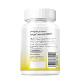BIO B | Vitamina K2 Vital® (MK-7) + D3 con Calcio y Prebióticos | Apoyo Óseo y Cardiovascular Diario | 60 Cápsulas Veganas