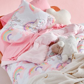 SLEEP ZONE Kids Unicorn Bedding Twin Comforter Set - Super Soft & Cute Printed 2-Piece Comforter Set All Seasons for Girls, Fade Resistant, Machine Washable, Pink Unicorn