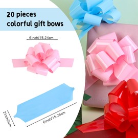48 PCS Large Pull Bows,Bow for Gift Wrapping,6 inches, Party Gift Wedding Ribbon Bows for Wrapping Boxes or Flower Decorations, Gift Decorations(Assorted Colors, 8 Pieces per Color)