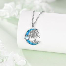 ONEFINITY Tree of Life Necklace 925 Sterling Silver Opal Tree of Life Pendant Necklace Opal Moonstone Jewellery Gifts for Women