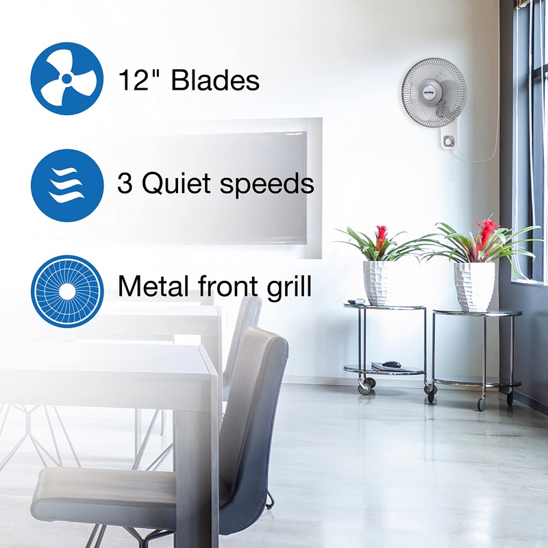 Air King 9012 Commercial Grade Oscillating Wall Mount Fan, 12-Inch