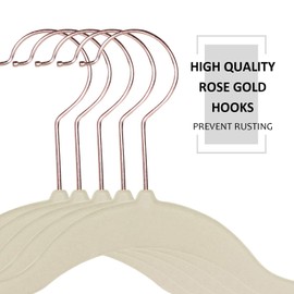 VECELO Premium Velvet Clothes Hangers Suit Heavy Duty (60 Pack)-Non Slip & Space-Saving with 8 Finger Clips & Tie Rack Excellent for Men and Women,Beige