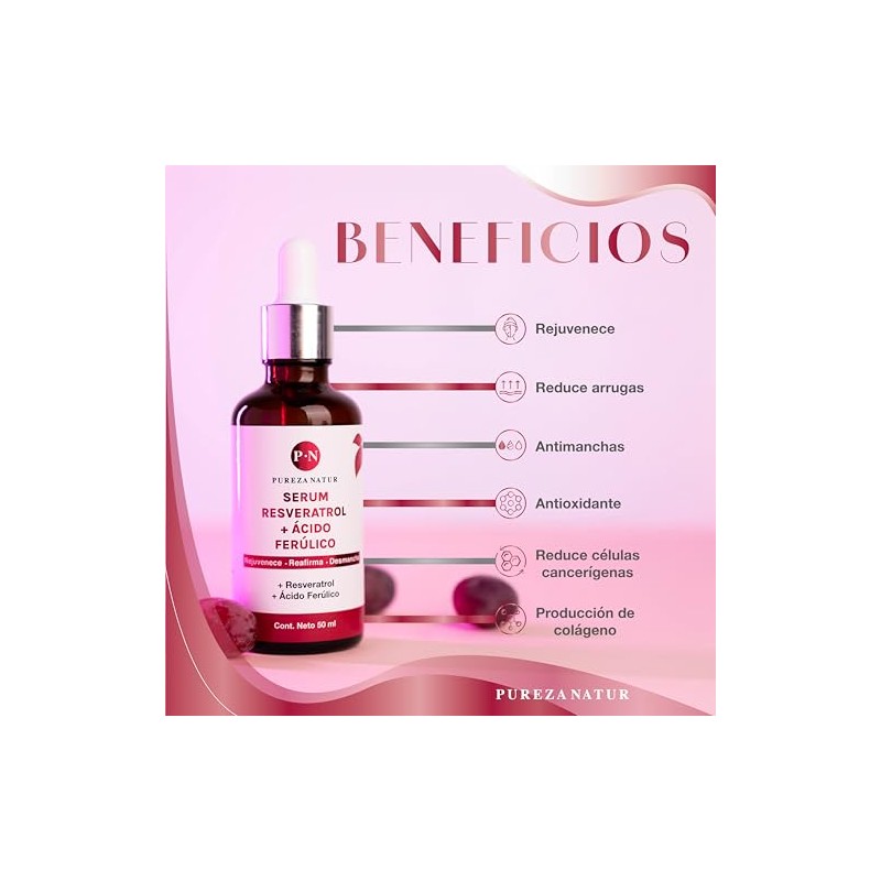 PUREZA NATUR Serum Resveratrol + Ácido Ferúlico facial | Suero