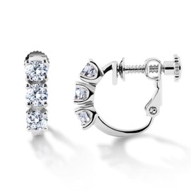 Gift from New York Women's Earrings, Platinum, K18, Pink Gold, Processed Hoop Earrings, Hypoallergenic, Brand, Gift, Cubic Zirconia, Created Diamond