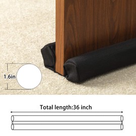 DreamQuil 2 Pack Door Darft Stopper Weather Stripping Bottom of Door Seal Dust and Noise Blocker Gap1.5 Inch Door Sweep Guard Insulation Adjustable 32-36 Inch (Black Woven)