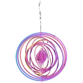 sourcing map Wind Spinner Circular 5.91" x 9.45" Stainless Steel Reflectors Wind Chimes for Outdoor Devices Metal Decorations Keep Birds Away Yard Garden, Blue/Purple