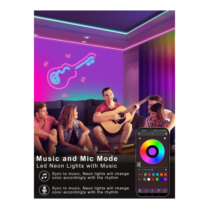 Ledagic 48ft RGB LED Neon Rope Lights with App, Remote