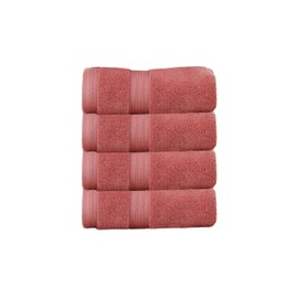 Home Weavers Elegance Essentials 550GSM 100% Cotton Zero Twist Super Absorbent Hand Towel (Set of 4) - 16"x24", Coral