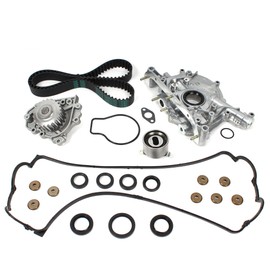 CNS Timing Belt Kit Water/Oil Pump Set w/Valve Cover Gasket Compatible with 96-00 ACURA/HONDA 1.6L DOHC L4 VTEC"B16A2"