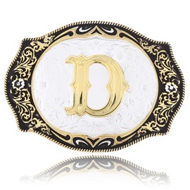 JAOYU Mens Western Belt Buckle - Rodeo Initial Letters Abcdefg to Z Belt for Women, Cowgirls & Teen Girls (D), Medium