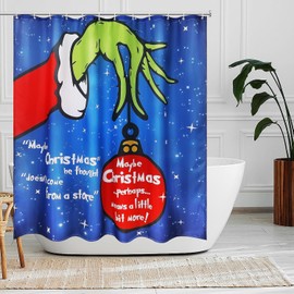 ALINK Grinch Merry Christmas Shower Curtains Christmas Decorations, Shower Curtain Set for Bathroom Winter Holiday 72"*72"(C)