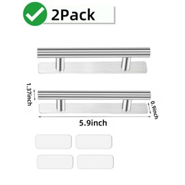 bepisof 2Pack Self-Adhesive Drawer Handles Stick On Cabinet Pulls Aluminum Alloy Adhesive No Drilling Required Door Pull Handle,Suitable for Drawers, Closets, and More(Silver)