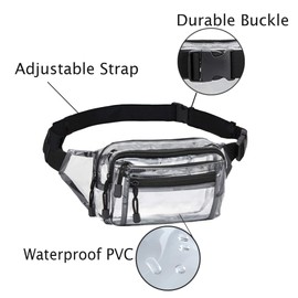 Clear Fanny Pack Stadium Approved Multi-purpose Waist Bag for Work,Travel & Sporting Event