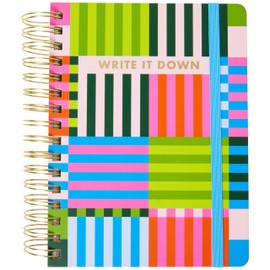 C.R. Gibson MJN2-25648 Signature Bold Stripes Twin Wire 3-in-1 Blank, Dot Grid, and Lined Journal, 8.5" x 8.5" with 480 Pages, Multicolor