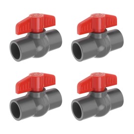 EMSea 4PCS PVC Ball Valve Hole Diameter PVC Socket End Shut Off Valve Used in Irrigation Swimming Pools Commercial Plumbing Aquariums Red Grey 25mm