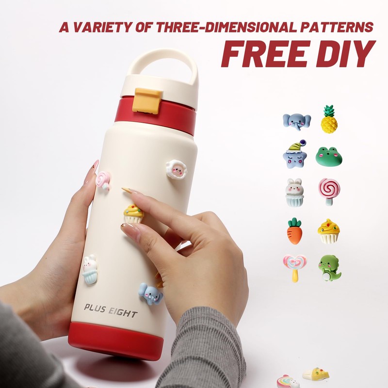 pluseight Insulated Water Bottle with Straw, 24 oz Leak Proof