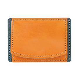 Zario Grande ZAG-F2001 Men's Mini Wallet, Tochigi Leather, Thin, Box Type, Coin Case, Card Case, Made in Japan, Camel × navy, One size