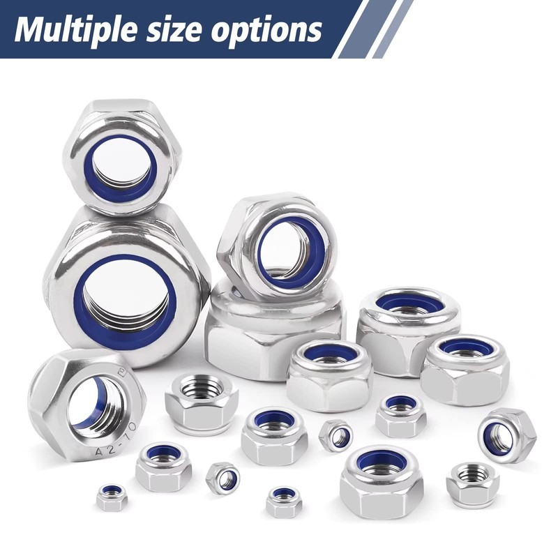 DIN985 Pack of 10 Hex Nuts M12, Leryati Locking Nuts
