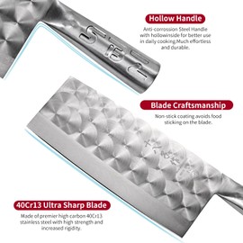 SHI BA ZI ZUO Meat Cleaver Knife, Heavy Duty Cleaver Bone Cleavers Professional Kitchen Vegetable Knife for Effortless Precision Slicing and Chopping