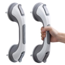 TAILI TAILI Shower Grab Bar, 2 Pack 12 Inch Suction Grab Bars for Bathtubs and Elderly, Shower Handle for Seniors Bathroom Safety Grip, No Drilling Removable,Grey