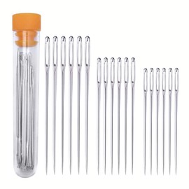 18 Pieces Big Eye Sewing Needle, 3 Sizes Sewing Needles, Hand Sewing Needle, Large Eye Stitching Kintting Stitching Needles Set