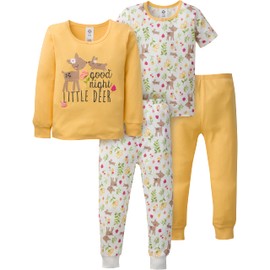 GerberBaby GirlsToddler Snug Fit 4-Piece Pajama SetYellow Deer18 Months