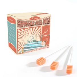 Qyoswab Gum-Protective Oral Swabs for Elderly, Safety Oral Swab Anti-Penetration, Anti-Slip Rod Extra Length. Higher Density Sponge Non-Detaching Sponge. Individually Wrapped 100 Counts.(Unflavored)