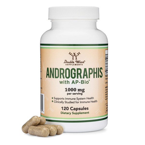 Andrographis Capsules Max Andrographides - 1,000mg Serving Size (120 Capsules) with AP-Bio (Patented Andrographis Paniculata Extract) - Clinically Studied for Immune System Health by Double Wood