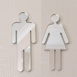 Super Cool Creations Male & Female Toilet Door Sign Mirrors - 12cm x 5cm