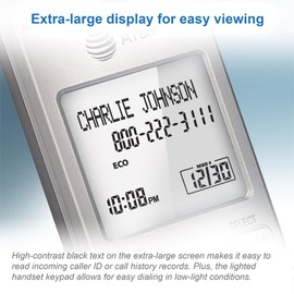 AT&T EL51103 - DECT 6.0 Cordless Home Phone. Full-Duplex Handset Speakerphone, Backlit Display, Lighted Keypad, Caller ID/Call Waiting, Phonebook, Eco Mode, Voicemail Key, Quiet Mode.