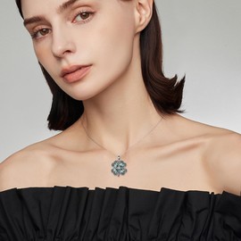 YAFEINI Clover Chain 925 Sterling Silver Moss Agate Four Leaf Lucky Charm Pendant Necklace Lucky Clover Jewellery Gift for Women, Sterling Silver, No Gemstone