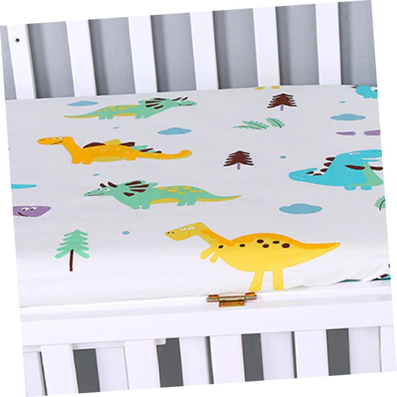 BIUDECO Dinosaur Pattern Crib Fitted Sheet Cotton Cradle Sheet Breathable