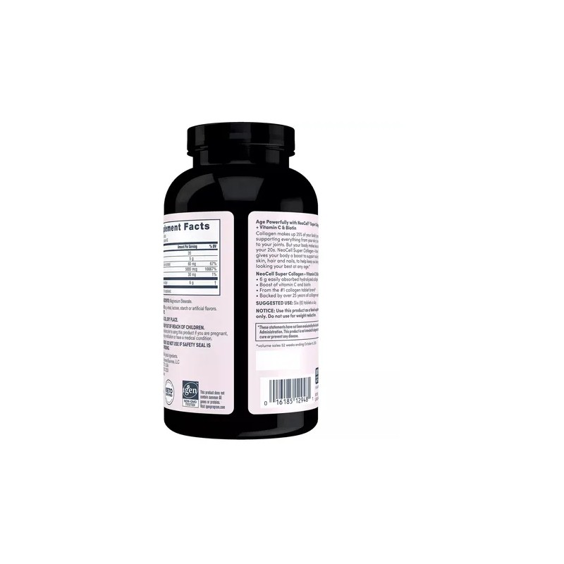 Super Collagen, Vitamina C + Biotina Neocell 360 Tabletas