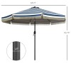 9ft Blue Stripe Garden Umbrella with Tilt Crank and Ruffled