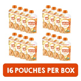 Happy Tot Organics Oatmilk Pudding, Dairy-Free, Stage 4 Toddler Snack, Oatmilk, Bananas & Sweet Potatoes, 4 Ounce Pouch, Pack of 16