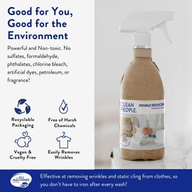 Clean People Wrinkle Reducer Spray - Clean Ingredients - Non-Toxic Formula - Removes Wrinkles, Static, and Odors - Unscented - Fabric Safe - 16oz