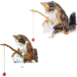 Zhuluck Fish Landscaping Fishing Cat Ornaments Mini Resin Figurine Cartoon Cat Statue for Home Office Fishing Aquarium Decor Cat Figurine Aquarium Decoration