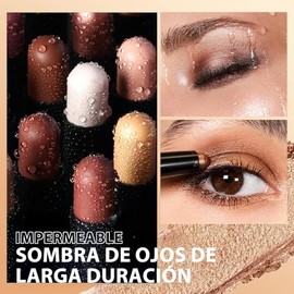 8 Piezas Sombra de Ojos en Barra, 8 Colores Resaltador Barra de Sombra de Ojos, Viene con una esponja mezcladora impermeable, Aplicacin Duradera y... 