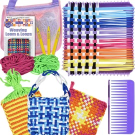 Artcome Pot Holder Weaving Loom Kit with 400 Weaving Loops of 10 Colors, Metal Crochet Hook, Shuttle, Weaving Comb, Storage Hand Bag - Potholder Loom Kit for Girls and Adults - Ideal Gift (Purple)