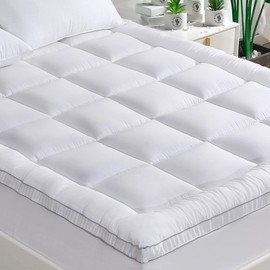 GRT Bamboo Pillowtop Mattress Topper King Size, Bamboo Mattress Cover Padded with 900gsm 3D Snow Down Alternative Filling, Extra Thick Mattress Pad King for Back Pain