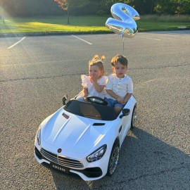 TCARAIWEN 12V 7AH Ride on Car 2 Seater Power Wheels Car w/ Remote Bluetooth LED Lights MP3